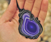 AGATE PENDANT PURPLE, NECKLACE - SCHMUCK MIT STEINEN