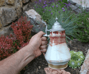 BEER TANKARD WITH A TIN LID - HISTORICAL CERAMICS