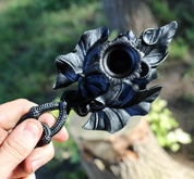 CANDLE HOLDER - LEAF, CAST IRON - CANDLESTICKS, FORGED CANDLE HOLDERS