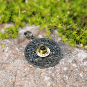 VEGVISIR, RUNES, PENDANT, SILVER, MOLDAVITE - MOLDAVITE