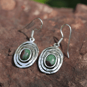 FOREST WELL, STERLING SILVER EARRINGS, RUBY AND ZOISITE - BOUCLES D'OREILLES - BIJOUX HISTORIQUE