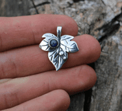 EFEU BLATT, SILBER ANHÄNGER ALMANDIN - ANHÄNGER - SCHMUCK, SILBER