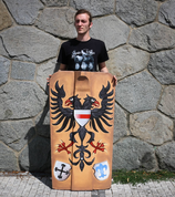 HAND PAINTED PAVISE, LONG WOODEN SHIELD EAGLE - PAINTED SHIELDS