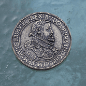 BOHÊME, RUDOLF II 1576 - 1611 THALER, ZINC, PIÈCE DE MONNAIE - RÉPLIQUE, VIEUX LAITON - MONNAIES MÉDIÉVALES