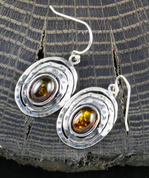 ZARIA, BOUCLES D'OREILLES EN AMBRE, ARGENT - AMBRE ET ARGENT