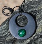 SHUNGITE AND MALACHITE NECKLACE - SHUNGITE - JEWELRY, PYRAMIDS