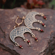 LUDMILA, EARRINGS, BRONZE, RED - EARRINGS - BRONZE