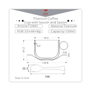 TI3601 TITANIUM COFFEE CUP WITH SAUCER AND SPOON KEITH - ÉQUIPEMENT EN TITANE