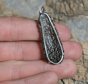 LEAFY MOLDAVITE PENDANT, STERLING SILVER - MOLDAVITES, CZECH