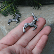 CELTIC DEER - HERNE, ZINC, PENDANT, ANTIQUE SILVER - CELTIC PENDANTS