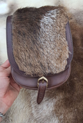 LEATHER BELT BAG WITH FUR, BROWN - BAGS, SPORRANS