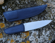 LOGAN DESIGNER KNIFE WITH LEATHER GRIP AND SHEATH, BLUE - KNIVES