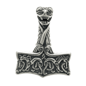 THOR'S HAMMER, OSEBERG STYLE, PENDANT, SILVER 925 - FILIGREE AND GRANULATED REPLICA JEWELS