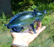 BOAR FROM BLUE GLASS, FINLAND, ABOUT YEAR 1700 - HISTORICAL GLASS