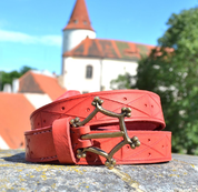 CEINTURE GOTHIQUE, ROUGE - CEINTURES EN CUIR