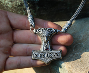 SCANIA THOR'S HAMMER, VIKING KNIT, VIKING NECKLACE, SILVER 925 - PENDANTS - HISTORICAL JEWELRY