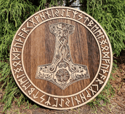 THOR'S HAMMER WALL DECORATION 45CM OAK - STATUETTES, RELIEFS, COFFRES