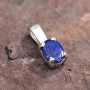 LAPIS PENDANT, FACETED GEM, STERLING SILVER - PENDANTS WITH GEMSTONES, SILVER