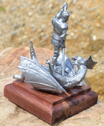 KNIGHT AND THE DRAGON, HISTORICAL TIN STATUE - ZINNFIGUREN