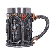 THE VOW ENGLISH ARMOURED KNIGHT LATIN OATH TANKARD 15.3 CM - MUGS, GOBLETS, SCARVES