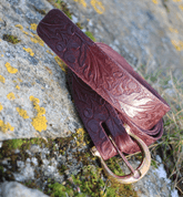 QUERCUS, LEATHER BELT WITH OAK LEAVES, BRAUN, BRONZE - BELTS
