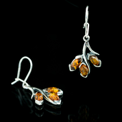 RENIA, BOUCLES D'OREILLES EN AMBRE, ARGENT - AMBRE ET ARGENT