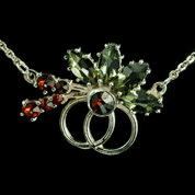 ORCA, MOLDAVITE, GARNET, CZECH JEWEL, NECKLACE - MOLDAVITES, CZECH