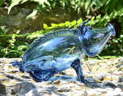 BOAR FROM BLUE GLASS, FINLAND, ABOUT YEAR 1700 - HISTORICAL GLASS