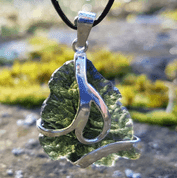 CELESTE MOLDAVITE, STERLING SILVER PENDANT - MOLDAVITES, CZECH