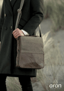 IRISH TWEED LEATHER BAG BY ARAN WOOLLEN MILLS - WOOLEN HANDBAGS & BAGS