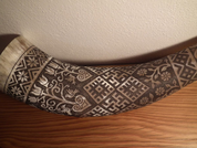 SLAVIC EMBROIDERY II, ENGRAVED DRINKING HORN, 0.9 L - DRINKING HORNS