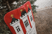 HUSSITE PAVISE SHIELD, HAND-PAINTED WOODEN SHIELD PRAGUE - PAINTED SHIELDS