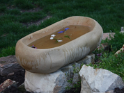 STONE GARDEN BOWL - OVAL - SANDSTONE - GARDEN DECOR