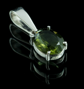 OVAL, MOLDAVITE PENDANT, SILVER 925 - MOLDAVITES, TEKTITES