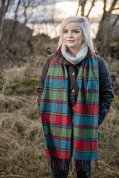 TOMATO HERITAGE BLOCK WINDOWPANE SCARF, IRELAND - WOOLEN BLANKETS AND SCARVES, IRELAND