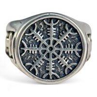 Aegishjálmur - Helm of Awe, Viking Ring, silver Wulflund