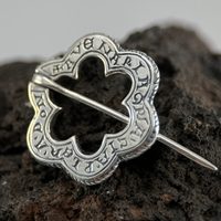 BROCHE XIXE ROYAUTÉ 2 Miniatures Argent Vermeil Perles Fines 32x23mm