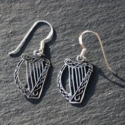IRISH HARP, silver earrings, Ag 925