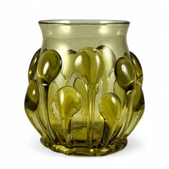 Tschechische Gotik - Becher, grünes Waldglas