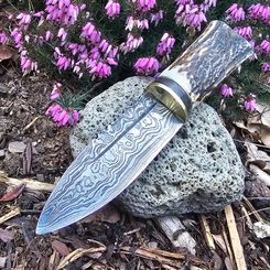 Sgian Dubh, schottisches Messer - Damaszenerstahl