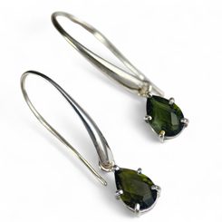 SINOPE, boucles d'oreilles, bijoux moldavite couper, argent