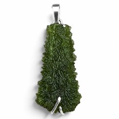 Sterling Silver Pendant with Natural Moldavite, 925 Silver