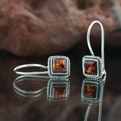 AMBRA, amber, silver earrings