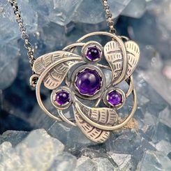 TRISKEL, Jugendstilschmuck, Halskette, Amethyst Ag 925/1000