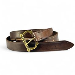 BOHEMIA medieval leather belt brown, brass colour