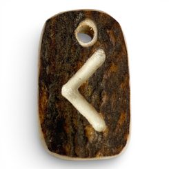 KENAZ, deer antler rune pendant