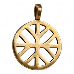 SUN CROSS with SACRED TREE, bronze pendant