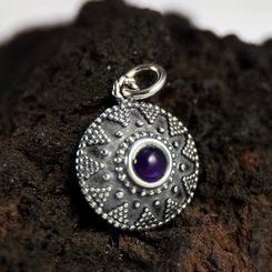 PRAGA, medieval pendant, amethyst and moonstone , silver 925/1000