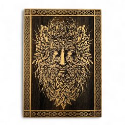 GREEN MAN Wanddekoration, Holz 32x44 cm
