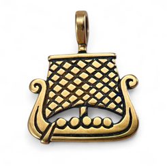 VIKING SHIP, bronze pendant